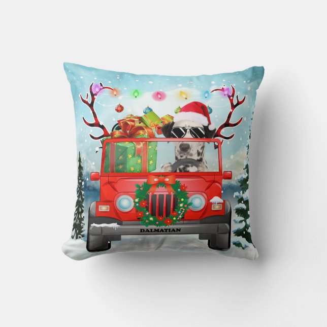 Cojín Decorativo Perro dálmata con regalos de Navidades (Anverso)