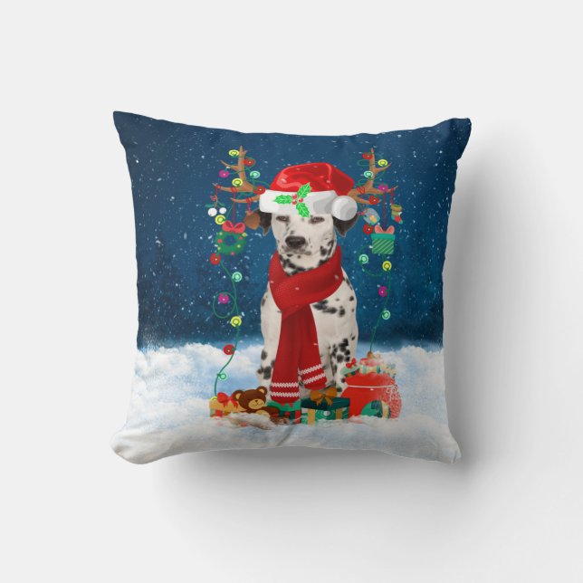 Cojín Decorativo Perro dálmata con regalos de Navidades (Anverso)