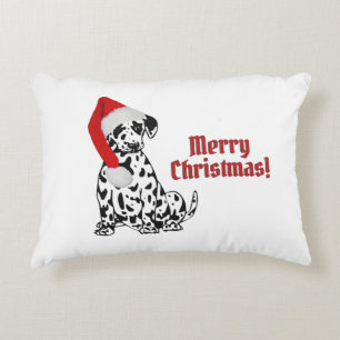 Cojín Decorativo Perro dálmata Gorro de Navidad Rojo Feliz Navidad