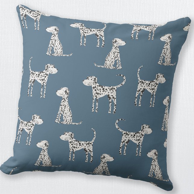 Cojín Decorativo Perro dálmata verde Verde azulado (Cute Dalmatian pattern throw pillow for dog lovers)