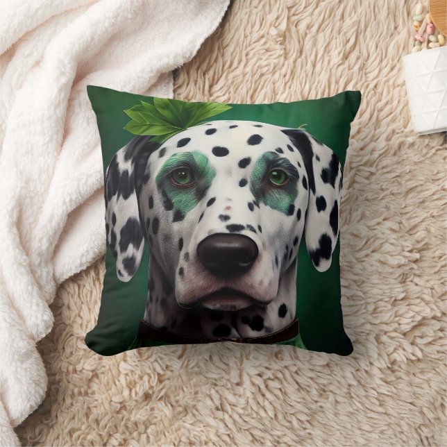 Cojín Decorativo Perro dalmatiano con vestido del Día de San Patric (Manta)