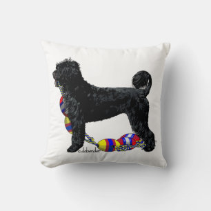 Cojín Decorativo Perro de Agua Portugués de pie con línea de flotac