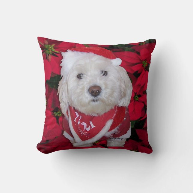 Cojín Decorativo Perro de Bichon Frise del navidad (Anverso)