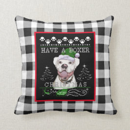 Cojín Decorativo Perro de boxeo blanco Navidades