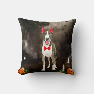 Cojín Decorativo Perro de Bull Terrier con traje de Halloween