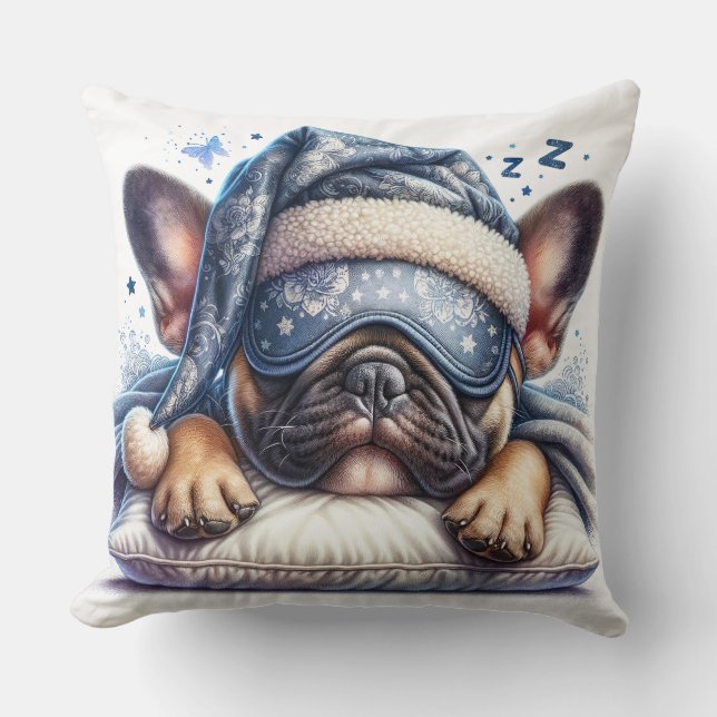 Cojín Decorativo Perro de Bulldog francés durmiente (Anverso)