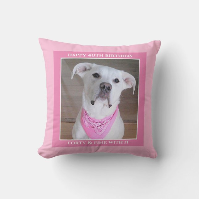 Cojín Decorativo Perro de confianza con ojos de alma 40 rosa (Anverso)