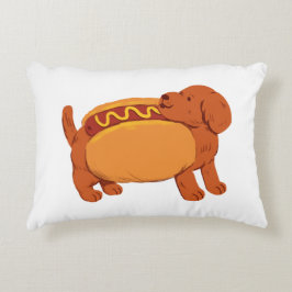 Cojín Decorativo Perro de Dachshund vestido de perro caliente