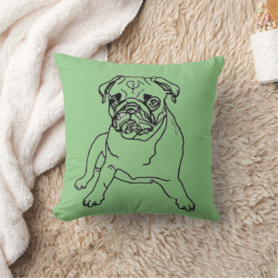Cojín Decorativo Perro de dibujo del almohadón de hipster verde de