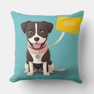 Cojín Decorativo Perro de Dibujos Animados Adorable Sosteniendo Let