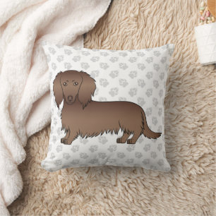 Cojín Decorativo Perro de dibujos animados Dachshund de pelo largo