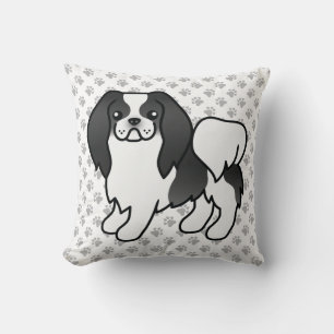 Cojín Decorativo Perro de dibujos animados japonés Chin blanco y ne