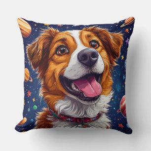 Cojín Decorativo Perro de dibujos animados juguetón con colores vib