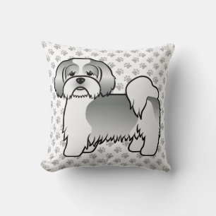 Cojín Decorativo Perro De Dibujos Animados Lhasa Apso Plateado Y Bl