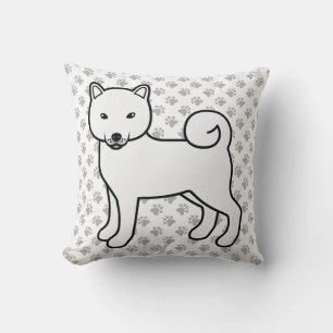 Cojín Decorativo Perro de dibujos animados Shiba Inu blanco y patas