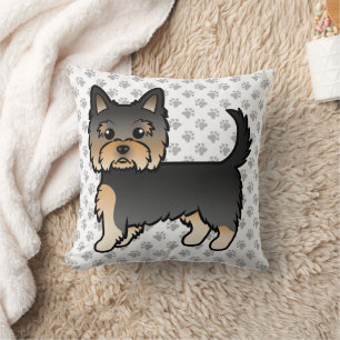 Cojín Decorativo Perro De Dibujos Animados Yorkshire Terrier Negro