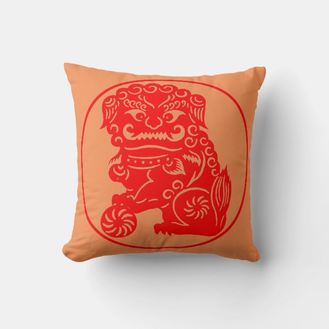Cojín Decorativo "Perro de Fu Foo del chino " (Anverso)