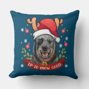 Cojín Decorativo Perro de ganado australiano Corazón azul reno Chri