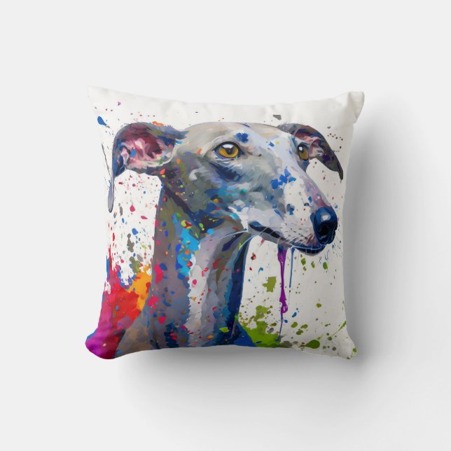 Cojín Decorativo Perro de Greyhound (Anverso)