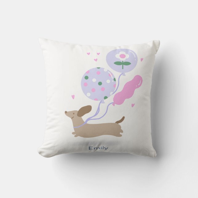 Cojín Decorativo Perro de la fiesta de cumpleaños de Dachshund pers (Anverso)