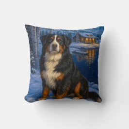 Cojín Decorativo Perro de montaña bernés navideño