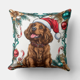 Cojín Decorativo Perro de Navidad lindo