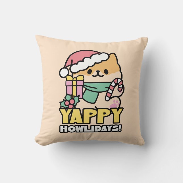 Cojín Decorativo Perro de Navidades Cuadros - Yappy Howlidays (Anverso)
