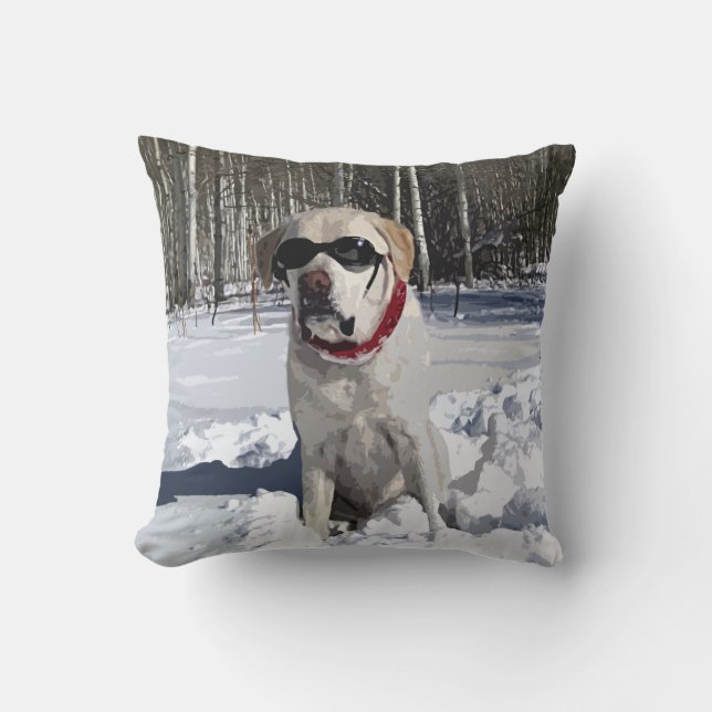 Cojín Decorativo Perro de nieve amarillo Labrador (Anverso)