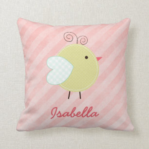 Cojín Decorativo Perro de nombre personalizado de pájaros pequeños