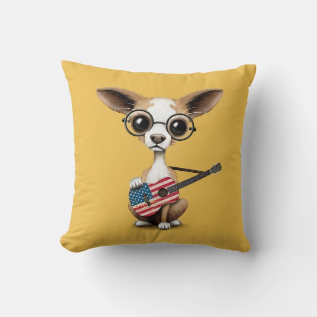 Cojín Decorativo Perro de perrito de la chihuahua que toca la (Anverso)