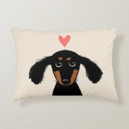 Cojín Decorativo Perro de perrito de pelo largo lindo del Dachshund