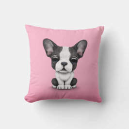 Cojín Decorativo Perro de perrito lindo del bulldog francés en rosa