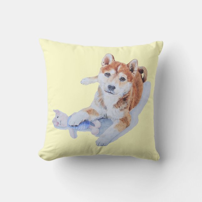 Cojín Decorativo Perro de perrito lindo del inu del sheba (Anverso)