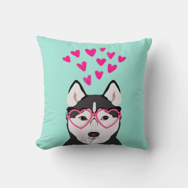Cojín Decorativo Perro de perro Husky Valentine (Anverso)