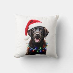 Cojín Decorativo Perro de pijama de luces de árbol de Navidad Labra