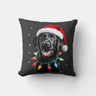 Cojín Decorativo Perro de pijama de luz de árbol de Navidad Labrado