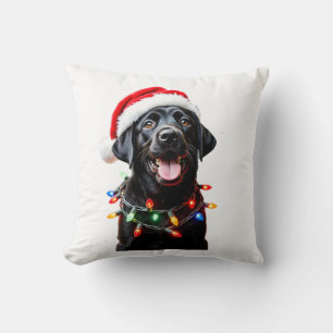 Cojín Decorativo Perro de pijama de luz de árbol de Navidad Labrado