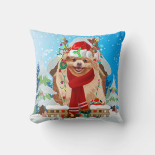Cojín Decorativo Perro de Pomerania con regalos de Navidades