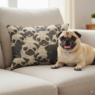 Cojín Decorativo Perro de pug de personalizado de color beige suave