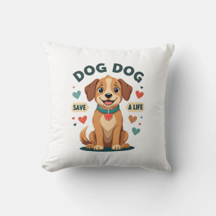 Cojín Decorativo Perro De Rescate Lindo Vintage Salva Una Vida Cach