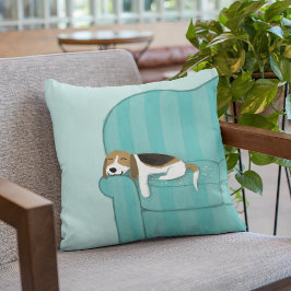 Cojín Decorativo Perro de salón feliz - Beagle lindo relajándose en