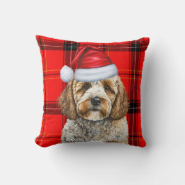 Cojín Decorativo Perro de Santa Cockapoo lindo en Navidades de la p