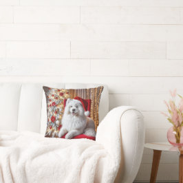 Cojín Decorativo Perro de Santa Samoyed en una silla roja