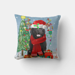 Cojín Decorativo Perro de Terranova con regalos de Navidades