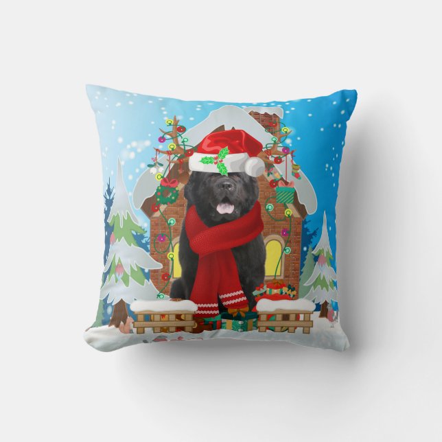 Cojín Decorativo Perro de Terranova con regalos de Navidades (Anverso)