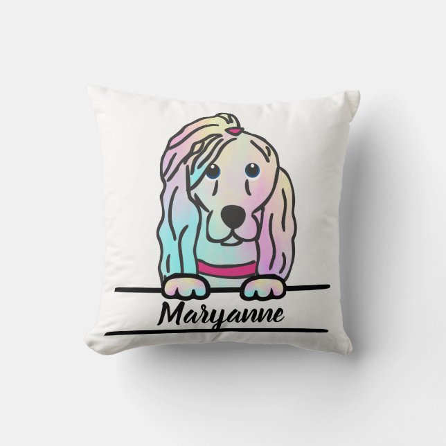 Cojín Decorativo Perro de tinción de tie (Anverso)