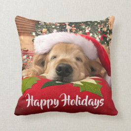 Cojín Decorativo Perro del golden retriever del navidad dormido