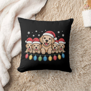 Cojín Decorativo Perro divertido de Navidad Retriever Dorado 