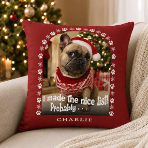 Cojín Decorativo Perro Divertido Mascota Divertida Foto Navidad
