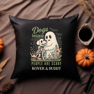 Cojín Decorativo Perro Divertido y Fantasma Halloween